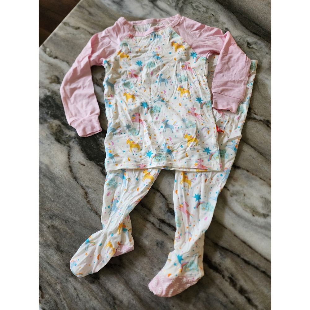 Magnetic Me Baby Girls 12-18M Unicorn Rainbow Magnetic Pajama Set Pink White